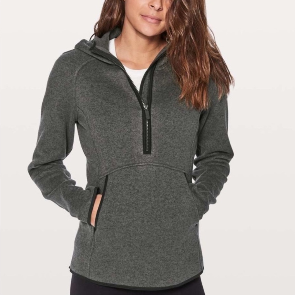 Lululemon 1/4 quarter zip hoodie grey and black Size 6